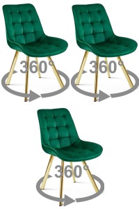 Krzesło SORIA 360 - aksamit zieleń / nogi złote x 3