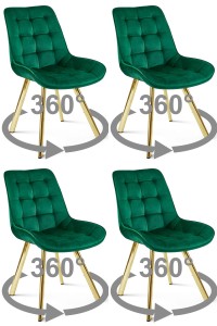 Krzesło SORIA 360 - aksamit zieleń / nogi złote x 4