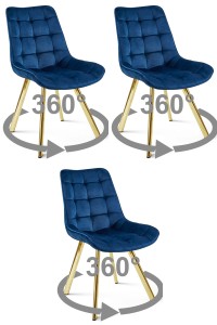 Krzesło SORIA 360 - aksamit granat / nogi złote x 3