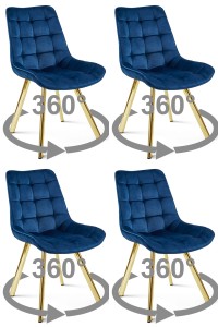 Krzesło SORIA 360 - aksamit granat / nogi złote x 4