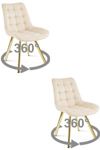 Krzesło SORIA 360 - aksamit beż jasny / nogi złote x 2