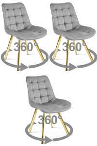 Krzesło SORIA 360 - aksamit szary jasny / nogi złote x 3