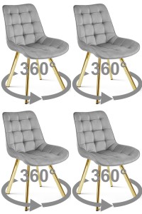 Krzesło SORIA 360 - aksamit szary jasny / nogi złote x 4