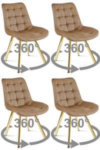Krzesło SORIA 360 - aksamit brąz / nogi złote x 4