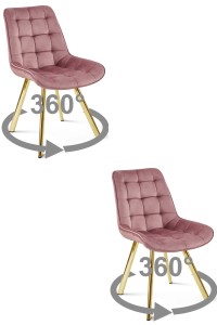 Krzesło SORIA 360 - aksamit róż ciemny / nogi złote x 2