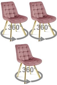 Krzesło SORIA 360 - aksamit róż ciemny / nogi złote x 3