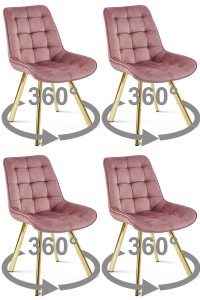 Krzesło SORIA 360 - aksamit róż ciemny / nogi złote x 4