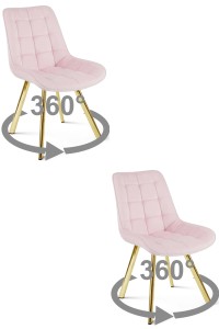 Krzesło SORIA 360 - aksamit róż jasny / nogi złote x 2