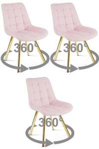 Krzesło SORIA 360 - aksamit róż jasny / nogi złote x 3