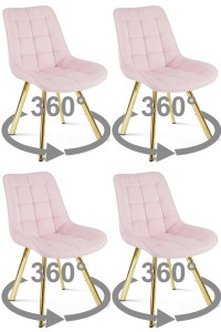 Krzesło SORIA 360 - aksamit róż jasny / nogi złote x 4