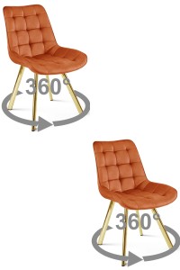 Krzesło SORIA 360 - aksamit miedziany / nogi złote x 2