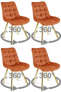 Krzesło SORIA 360 - aksamit miedziany / nogi złote x 4