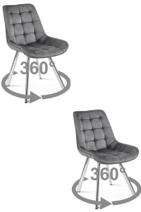 Krzesło SORIA 360 - aksamit szary ciemny / nogi chrom x 2