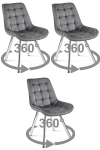 Krzesło SORIA 360 - aksamit szary ciemny / nogi chrom x 3