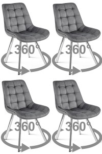 Krzesło SORIA 360 - aksamit szary ciemny / nogi chrom x 4
