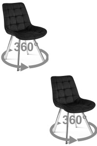Krzesło SORIA 360 - aksamit czarny / nogi chrom x 2