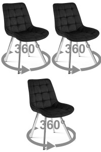 Krzesło SORIA 360 - aksamit czarny / nogi chrom x 3