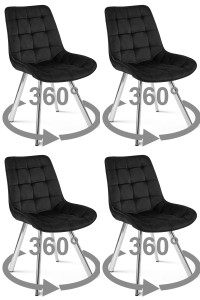 Krzesło SORIA 360 - aksamit czarny / nogi chrom x 4