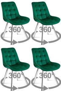 Krzesło SORIA 360 - aksamit zieleń / nogi chrom x 4