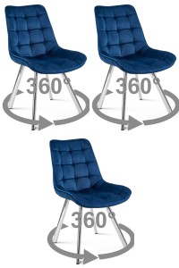 Krzesło SORIA 360 - aksamit granat / nogi chrom x 3
