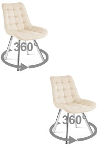 Krzesło SORIA 360 - aksamit beż jasny / nogi chrom x 2