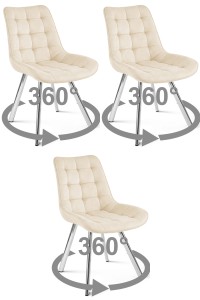 Krzesło SORIA 360 - aksamit beż jasny / nogi chrom x 3