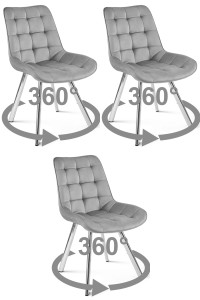 Krzesło SORIA 360 - aksamit szary jasny / nogi chrom x 3