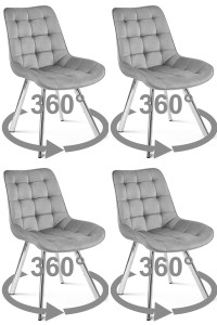 Krzesło SORIA 360 - aksamit szary jasny / nogi chrom x 4