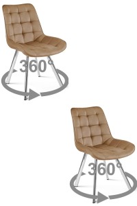 Krzesło SORIA 360 - aksamit brąz / nogi chrom x 2