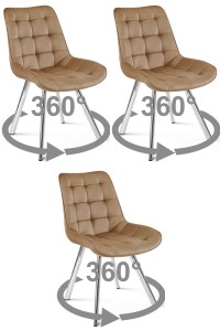 Krzesło SORIA 360 - aksamit brąz / nogi chrom x 3