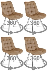 Krzesło SORIA 360 - aksamit brąz / nogi chrom x 4