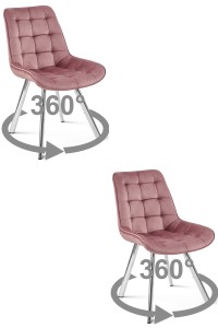 Krzesło SORIA 360 - aksamit róż ciemny / nogi chrom x 2