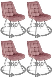 Krzesło SORIA 360 - aksamit róż ciemny / nogi chrom x 4