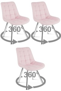 Krzesło SORIA 360 - aksamit róż jasny / nogi chrom x 3