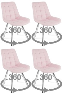Krzesło SORIA 360 - aksamit róż jasny / nogi chrom x 4