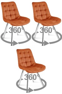 Krzesło SORIA 360 - aksamit miedziany / nogi chrom x 3
