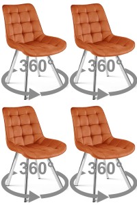 Krzesło SORIA 360 - aksamit miedziany / nogi chrom x 4
