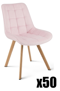 Paleta 50 szt. - Krzesło SORIA - aksamit róż jasny / nogi dąb