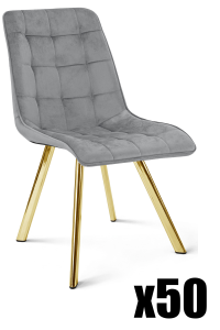 Paleta 50 szt. - Krzesło CIEZA - aksamit szary jasny / nogi złote