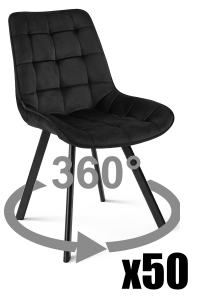 Paleta 50 szt. - Krzesło SORIA 360 - aksamit czarny / nogi czarne