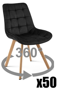 Paleta 50 szt. - Krzesło SORIA 360 - aksamit czarny / nogi dąb