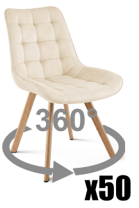 Paleta 50 szt. - Krzesło SORIA 360 - aksamit beż jasny / nogi dąb