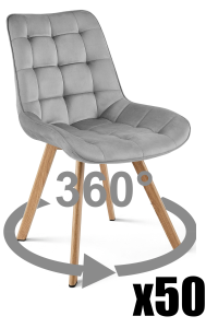 Paleta 50 szt. - Krzesło SORIA 360 - aksamit szary jasny / nogi dąb