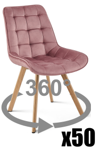 Paleta 50 szt. - Krzesło SORIA 360 - aksamit róż ciemny / nogi dąb