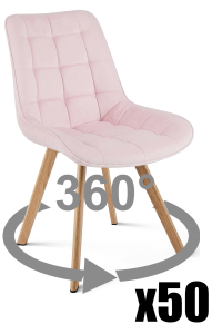 Paleta 50 szt. - Krzesło SORIA 360 - aksamit róż jasny / nogi dąb