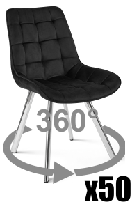 Paleta 50 szt. - Krzesło SORIA 360 - aksamit czarny / nogi chrom