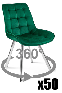 Paleta 50 szt. - Krzesło SORIA 360 - aksamit zieleń / nogi chrom