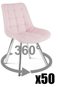 Paleta 50 szt. - Krzesło SORIA 360 - aksamit róż jasny / nogi chrom