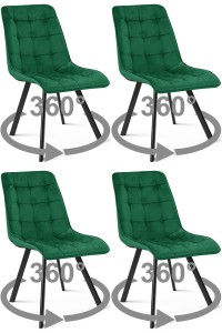 Krzesło CIEZA 360 - aksamit zieleń / nogi czarne x 4