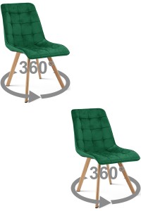 Krzesło CIEZA 360 - aksamit zieleń / nogi dąb x 2